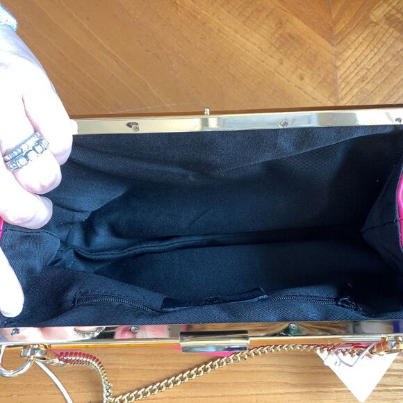 Fiordaliso Made In Italy Pink Leather Layered Clutch Crossbody Bag - Picture 6 of 16